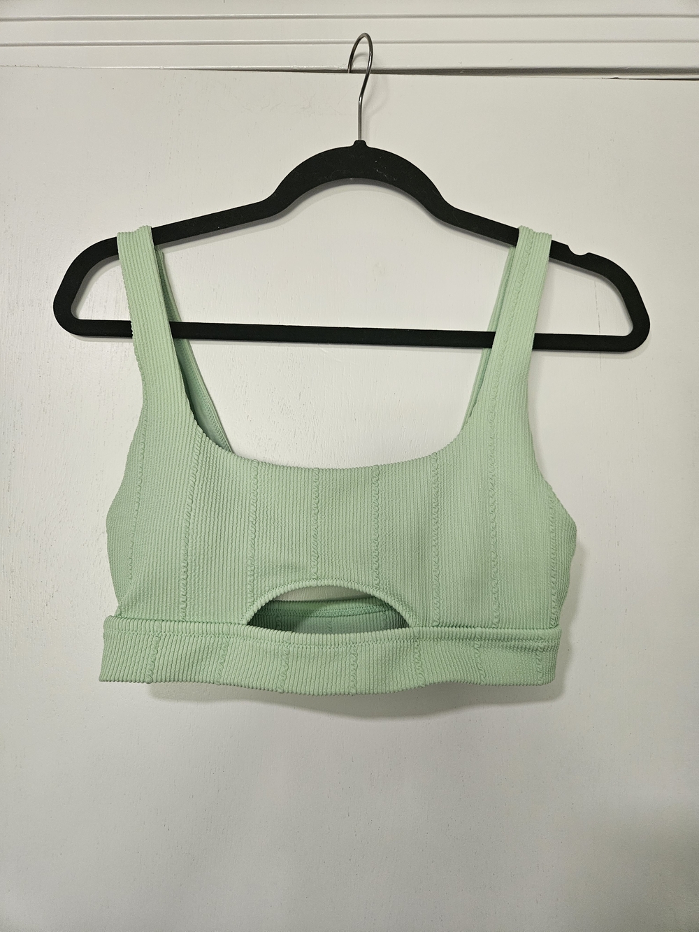 Aerie Mint Green Ribbed Cable Knit Cutout Scoop Bikini Top Medium